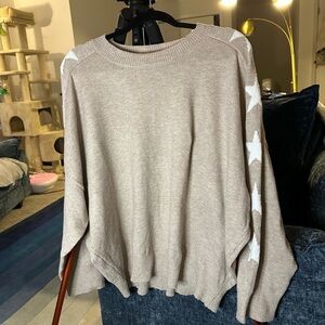 Sweet Romeo Beige Sweater with White Star Details